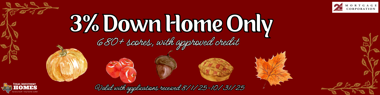 3% Down Payment for a New Home in Huntsville, TX